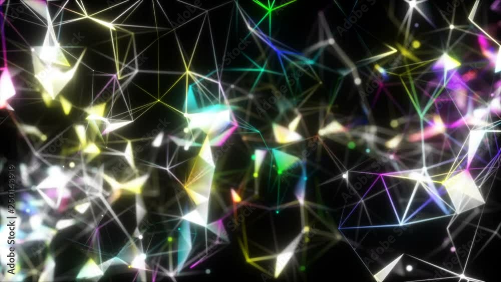 Poster rotating multi-colored structures.3d animation showing multi core processing and data points.seamles