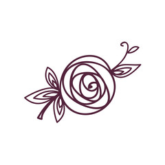 Rose. Stylized flower symbol. Outline hand drawing icon