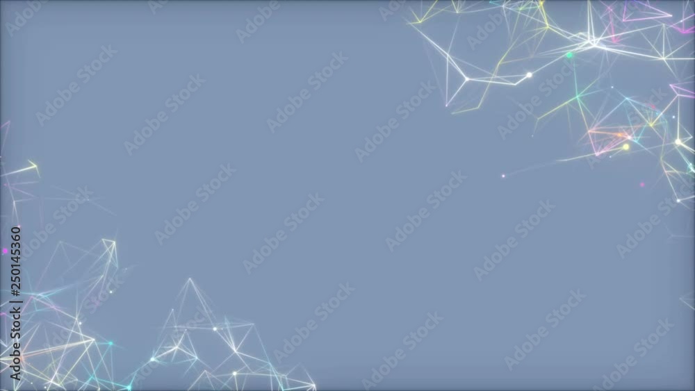 Poster multicolored nets in different corners on a blue background.abstract digital data nodes and connecti