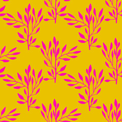 Floral seamless pattern with branches and leaves. Vector illustration.