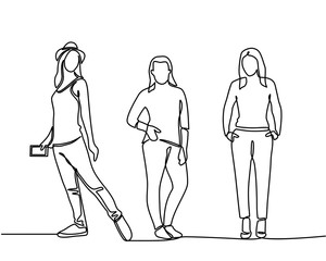 Continuous line drawing of Group of people. Vector 