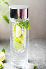 Infused Water with Lime and Mint in special bottle