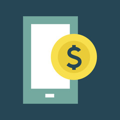 Silhouette icon money on phone