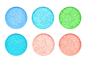 Set of colorful eye shadow multi color palette on white background