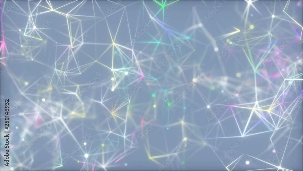 Poster multicolored structures on a blue background.3d animation showing multi core processing and data poi