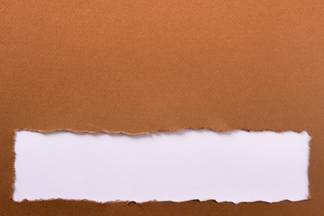 Torn brown paper strip bottom edge header background frame