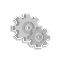 colored gears production sticker icon. Elements of Production in color icons. Simple icon for websites, web design, mobile app, info graphics