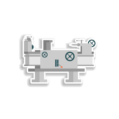 Obraz premium colored lathe production sticker icon. Elements of Production in color icons. Simple icon for websites, web design, mobile app, info graphics