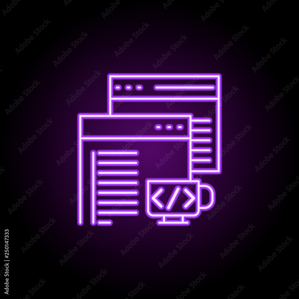 Wall mural back end development icon. elements of web development in neon style icons. simple icon for websites
