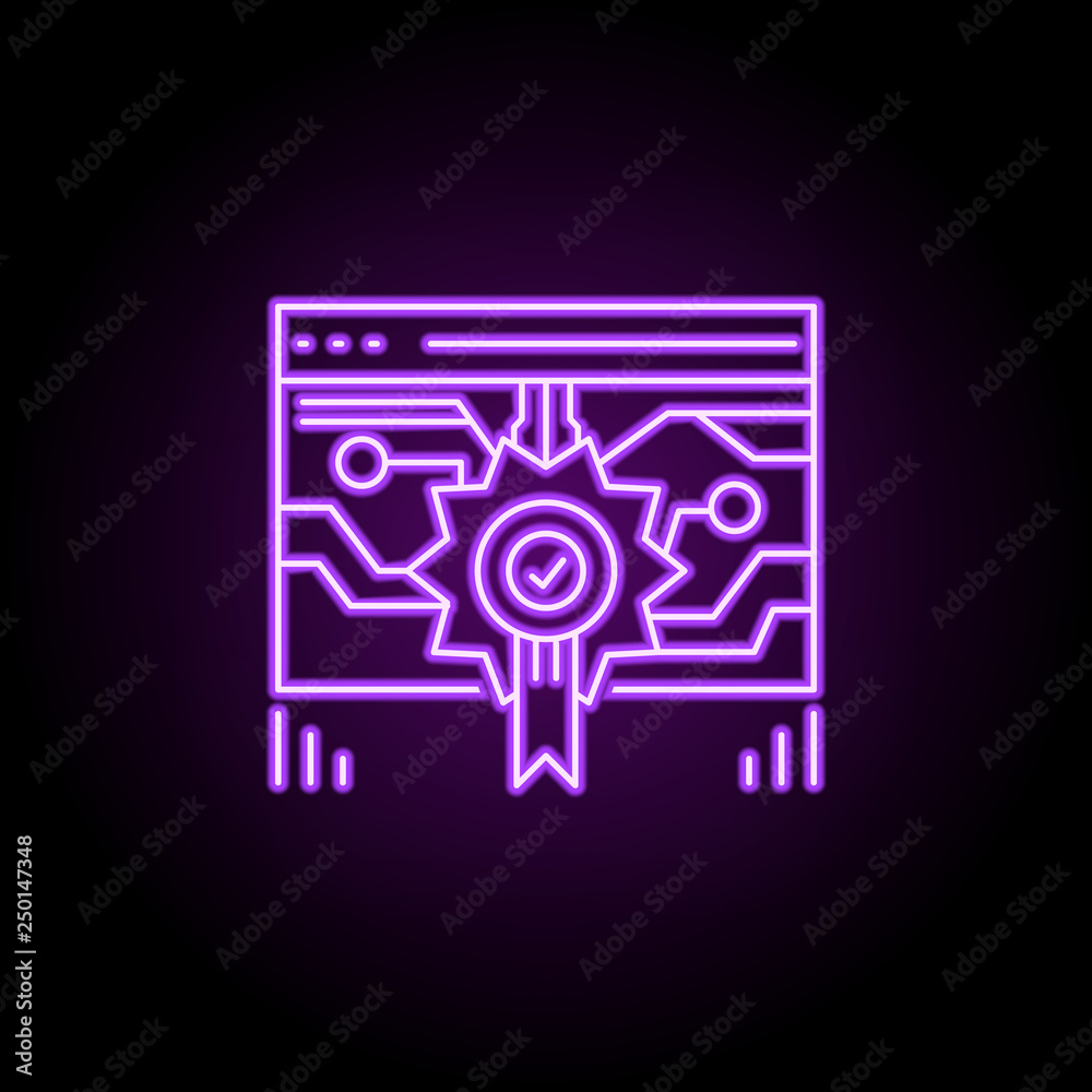 Poster website quality icon. elements of web development in neon style icons. simple icon for websites, web