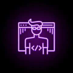 web developer icon. Elements of Web development in neon style icons. Simple icon for websites, web design, mobile app, info graphics
