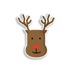 deer sticker icon. Elements of Chrismas in color icons. Simple icon for websites, web design, mobile app, info graphics