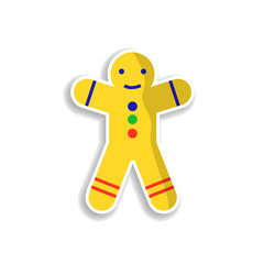gingerbread man sticker icon. Elements of Chrismas in color icons. Simple icon for websites, web design, mobile app, info graphics