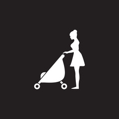 Mother with baby carriage icon. Simple element illustration. Mother with baby carriage symbol design from Pregnancy collection set. Can be used in web and mobile