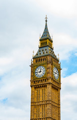 Fototapeta na wymiar Big Ben clock tower, London UK set against clouds in sky 