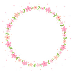 Cherry blossom wreath round frame template.