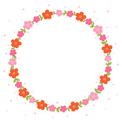 Azalea flowers wreath round frame template.