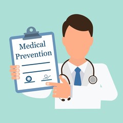 Medical prevention of disease. Vector image, uniform background.