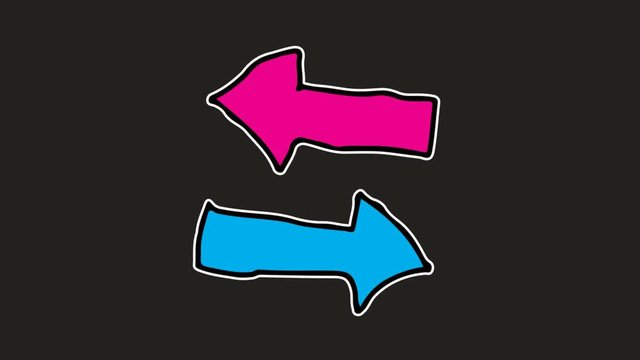 Kids drawing black Background with theme of two-way arrow