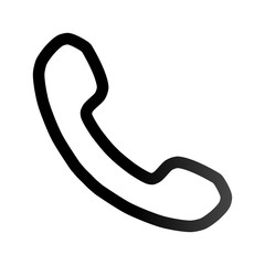 Phone symbol icon - black gradient outline, isolated - vector