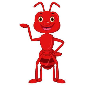 Happy ant cartoon presenting