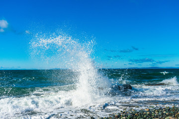 Fototapeta premium Waves Crashing on Beach | Whidbey Island, Washington
