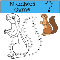 Educational game: Numbers game with contour. Cute xerus.