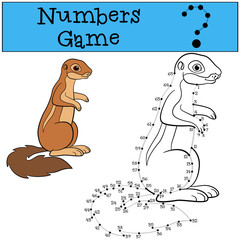Educational game: Numbers game with contour. Cute xerus.