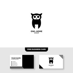 Owl Home Logo Vector Template, Free Business Card Mockup