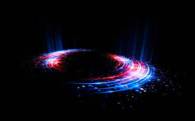 Abstract background. Motion swirl. Glowing circle. Bright spiral. Glow podium. Empty Scene. Space tunnel. Light ellipse. Glint galaxy. Oval stage. Led studio. Lens flare. Glare ring. Show disc.