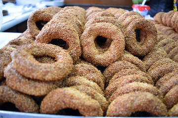 small simit at istanbul shop close up view 