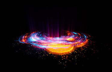 Abstract background. Motion swirl. Glowing circle. Bright spiral. Glow podium. Empty Scene. Space tunnel. Light ellipse. Glint galaxy. Oval stage. Led studio. Lens flare. Glare ring. Show disc.