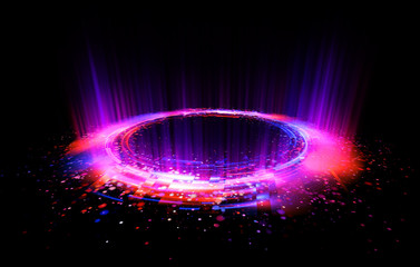 Abstract background. Motion swirl. Glowing circle. Bright spiral. Glow podium. Empty Scene. Space tunnel. Light ellipse. Glint galaxy. Oval stage. Led studio. Lens flare. Glare ring. Show disc.