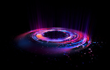 Abstract background. Motion swirl. Glowing circle. Bright spiral. Glow podium. Empty Scene. Space tunnel. Light ellipse. Glint galaxy. Oval stage. Led studio. Lens flare. Glare ring. Show disc.