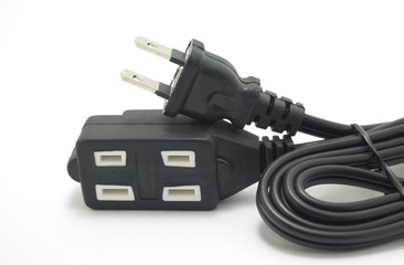 二口の黒い延長コード