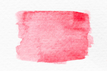 Red color watercolor handdrawing as brush or banner on white paper background