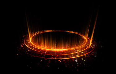 Abstract background. Motion swirl. Glowing circle. Bright spiral. Glow podium. Empty Scene. Space...