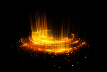 Abstract background. Motion swirl. Glowing circle. Bright spiral. Glow podium. Empty Scene. Space...