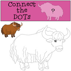 Educational game: Connect the dots. Cute beautiful yak.