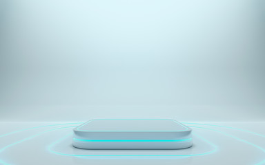 Futuristic pedestal for display, Platform for design, Blank podium for product. 3d rendering - Illustration