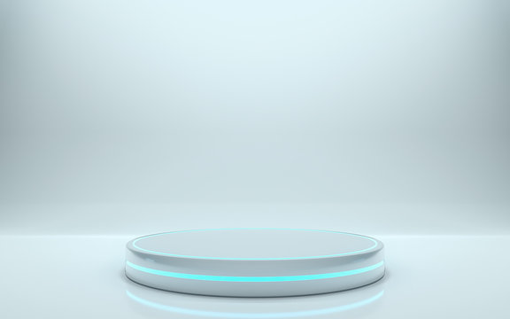 Futuristic pedestal for display, Platform for design, Blank podium for product. 3d rendering - Illustration