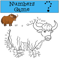 Educational game: Numbers game. Cute beautiful yak.