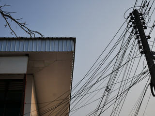 Fototapeta premium electric pole and wire