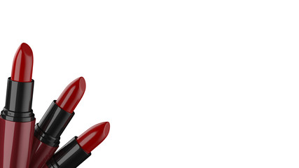 Red Lipsticks Composition with Red and Black Body Color on White Background for Integration