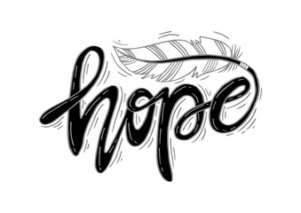 Letter design- hope with feather