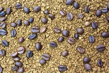 ,Texture of instant coffee are roasted coffee beans