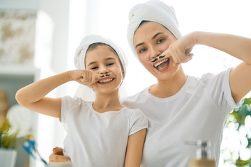 family in bathroom