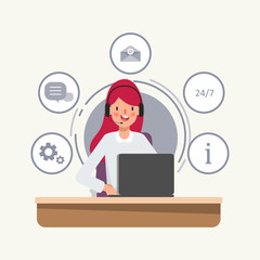 Character of businesswoman in Call center job. Animation scene for motion graphic.