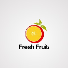 fresh fruit logo vector, icon, element, and template