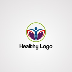 healthy human logo vector, icon, element, and template